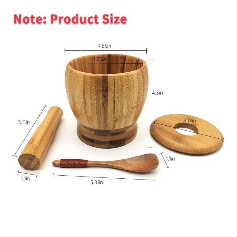 BLBM Wooden Mortar and Pestle Set with a Lid and Spoon - Image 3